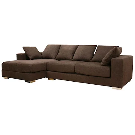 Florence Brown Twill Fabric Modern Sectional Chaise Sofa